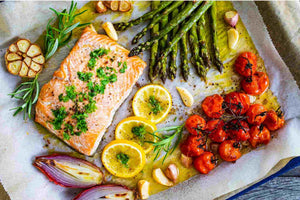 baked coho salmon with veggies