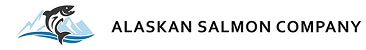 Alaskan Salmon Company logo with stylized fish and water graphic